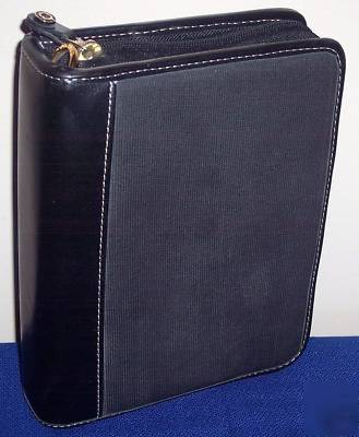 Compact franklin black & grey leather/cloth planner 