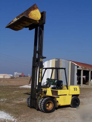 Hyster model H80XL / bucket mounted on it. / check out