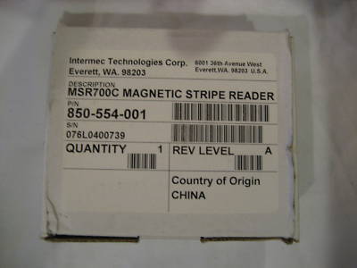 New intermec 850-554-001 MSR700C magnetic stripe reader 