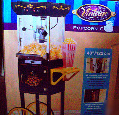 New popcorn cart machine 4FTT black vintage circus 