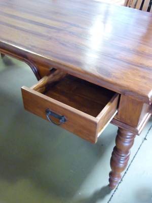 Rare exotic double-drawer teak desk 