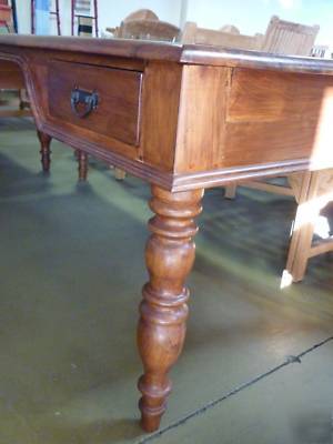 Rare exotic double-drawer teak desk 