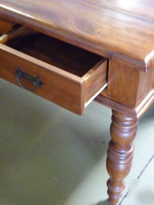 Rare exotic double-drawer teak desk 