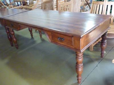 Rare exotic double-drawer teak desk 