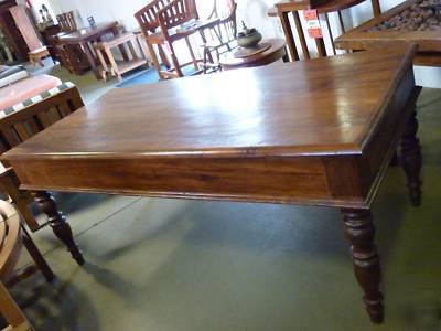 Rare exotic double-drawer teak desk 