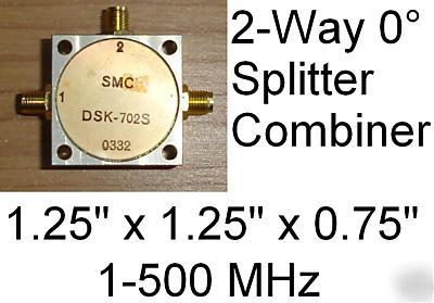 Synergy 2-way 0Â° power divider combiner 1-500 mhz sma