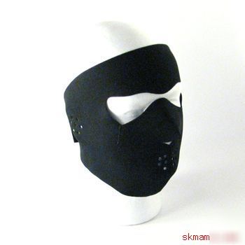 Black neoprene winter full face mask w nose mouth vents
