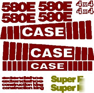 Case backhoe, dozer, excavator, skid loader decal sets