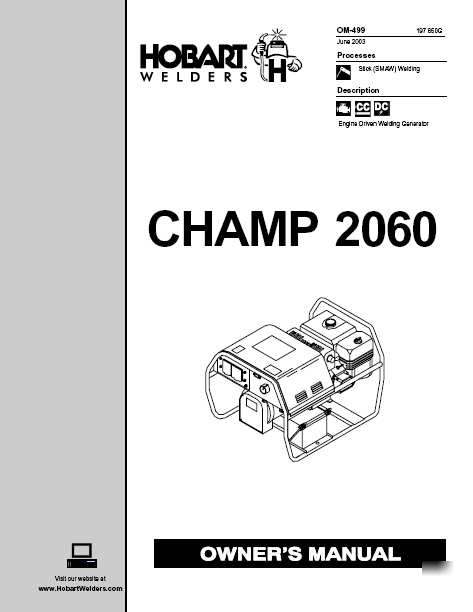 Hobart champ 2060 owners manual