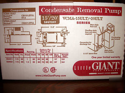 Little giant condensate removal pump model# vcma-15ULT