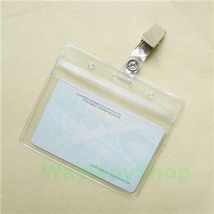 New 3 id card holder lanyard badge pouch clear black h