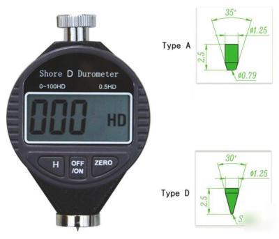 New digital durometer hardness tester shore type a or d 