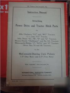 Attaching power drive mccormick-deering 1-p 2-p pickers