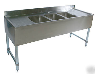 Commercial s/s underbar sink- 3 bowl-60