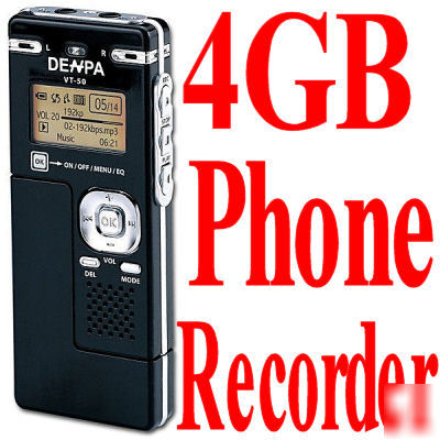 Denpa vt-50 digital 1100HR voice/phone recorder+4GB MP3