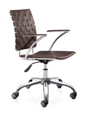 Modern office chair w/ woven leather back rest 3-colors
