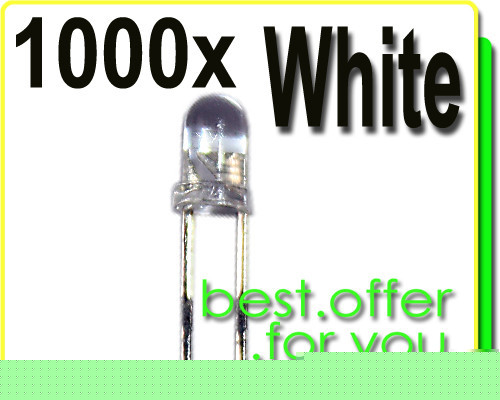 1000X white 3MM 8000MCD led lamp light ultra bright