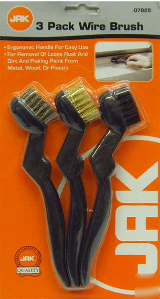 Jak 3 pack wire brush metal wood plastic ergo handle uk
