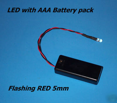 Red flashing 5MM led with aaa battery pack & switch 