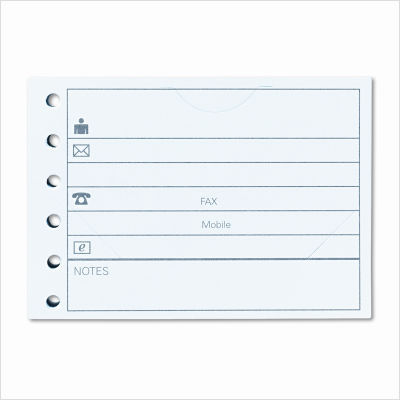 Rolodex refill cards, contact/business, 12/pack