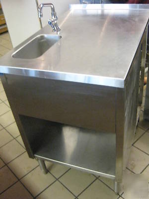 Ss work table with sink and under shelf