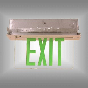 4PS, recessed led edge-lit exit sign light/s-E10CG-wht