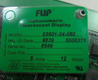 Iee florescent dysplay 4X20 0360124080 5V 12W 