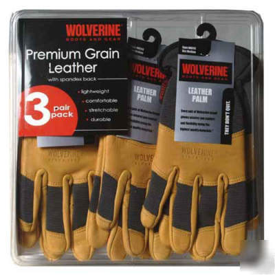 New 3PK wolverine leather work gloves xl xlarge sealed 