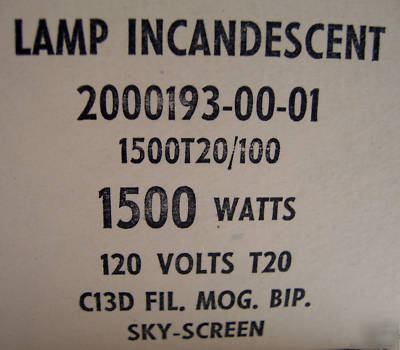 One sylvania 1500W bi pin bulb 1500 T20/100 sky-screen 