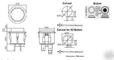 10PCS push button switch R13-527 20.2MM 4P waterproof 