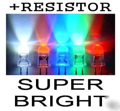 120 pcs 3MM red green blue yellow white led light 12V 
