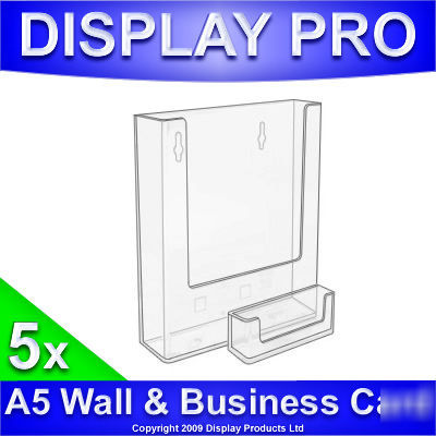 5 x A5 wall leaflet holders & business card stands