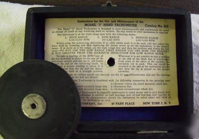 Herman h. sticht model j hand tachometer