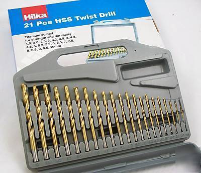 Hilka quality 21PC hss titanium coated drill bit set