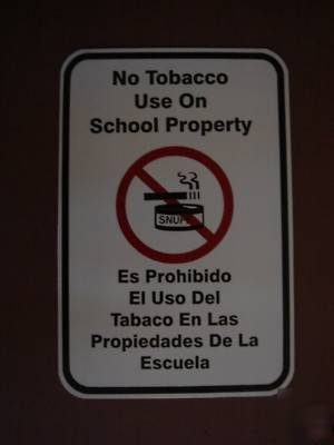 No tobacco use in school-authentic street sign- 12