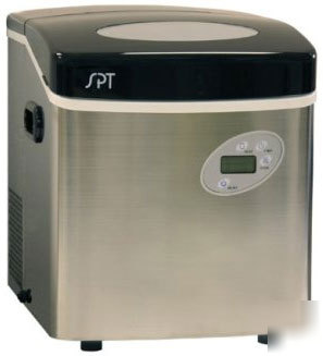 Stainless steel portable ice cube maker w/ lcd display 