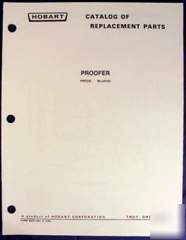 Hobart proofer model PRF21E parts catalog