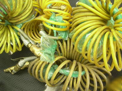 Lot of 13 yellow coiled compressor slinky air hoses