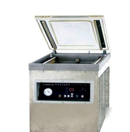 Vacuum chamber machine for horizontal sealing