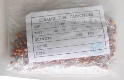 Ceramic disc capacitors 182PF 50VDC 1000PCS 1.8NF