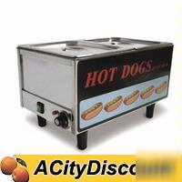 Fma table top 30 hot dog steamer & 50 bun warmer