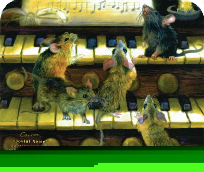 Joyful noise mouse pad, black rubber back, art strings
