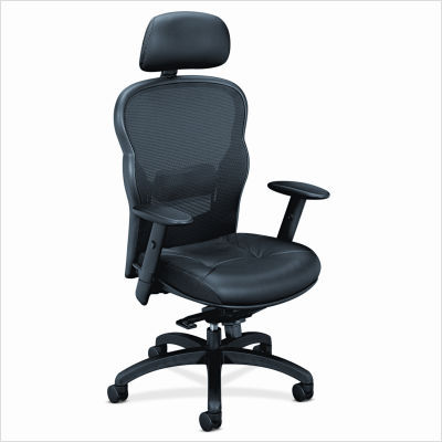 Hon optional head rest, black leather/mesh