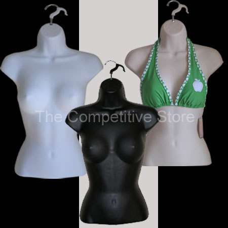 New 3 female torso black white flesh mannequin form set 