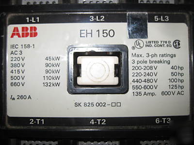 Abb sz size 4 eh 150C-1 contactor 135A ehw 150