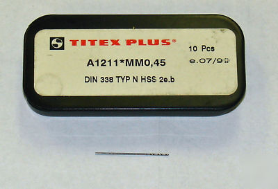 Titex A1211 jobber drill 0.45MM .0177