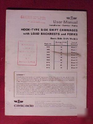 1962 cascade shift carriage back user manual parts list