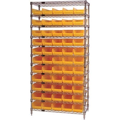 New quantum storage 77-bin wire shelf bin system yell - 