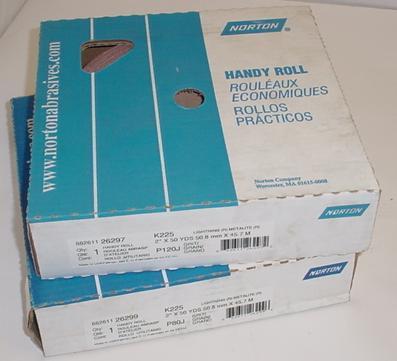 2 norton handy rolls e-z flex grinding sanding belts 80