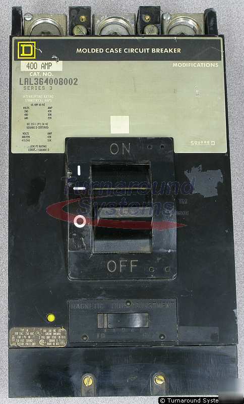 Square d LAL36400 circuit breaker, 400 amp, 600 volt